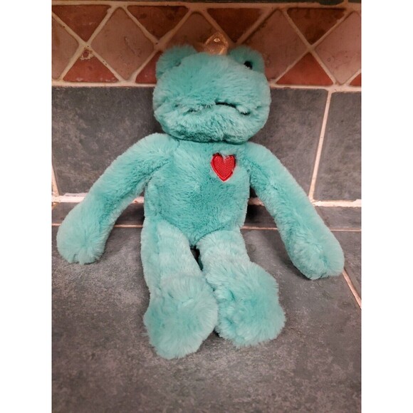 Frog Prince Plush Frog Turquoise With Gold Crown 11" Aurora 2022 Stuffie Toy - Picture 1 of 4
